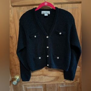 Beautiful black sweater/cardigan/jacket         Petite/50% wool.